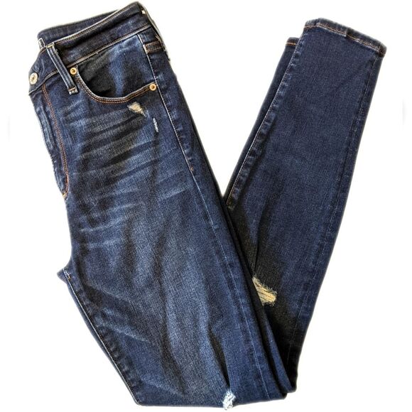 Abercrombie & Fitch Simone High Rise Super Skinny distressed dark jeans 2/26 - Picture 1 of 9